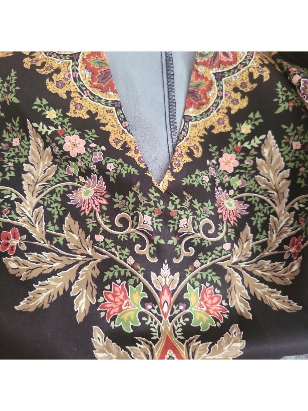 Noracora Black Floral Boho Midi Dress Small Embroidered Border NWT - Picture 5 of 8